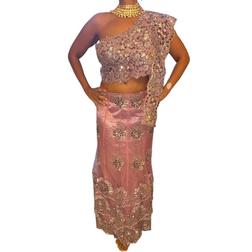 Custom Made One  Shoulder 3 piece Party Lehenga